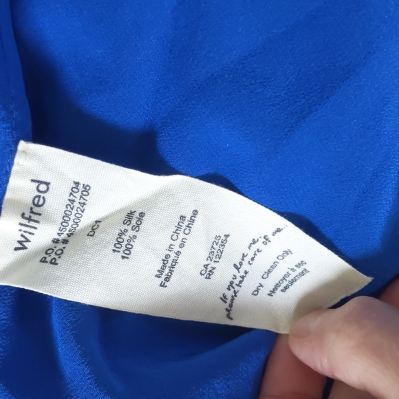 Wilfred Aritzia blue silk open back sleeveless stretch elastic waist mini dress - Picture 12 of 14